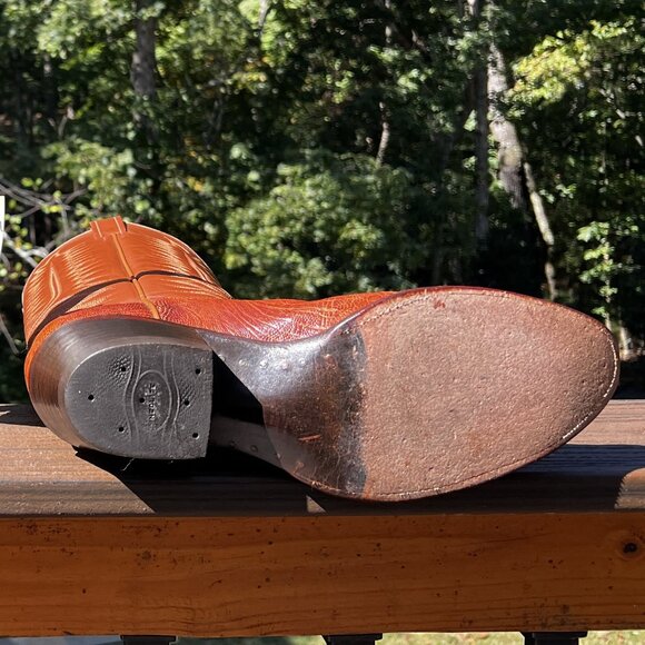 Honey Color Ostrich Leg Cowboy Boots in Men's Size 11D *READ* - Picture 7 of 12